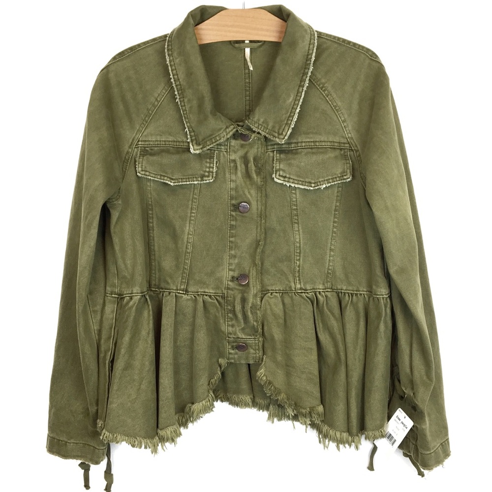 NWT Free People Willow Moss Peplum Military Jacket